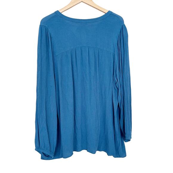 Torrid Teal Crinkle Gauze Button Front Peasant Top Sz 4X - Picture 5 of 6